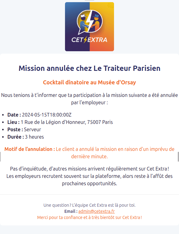 Email d'annulation