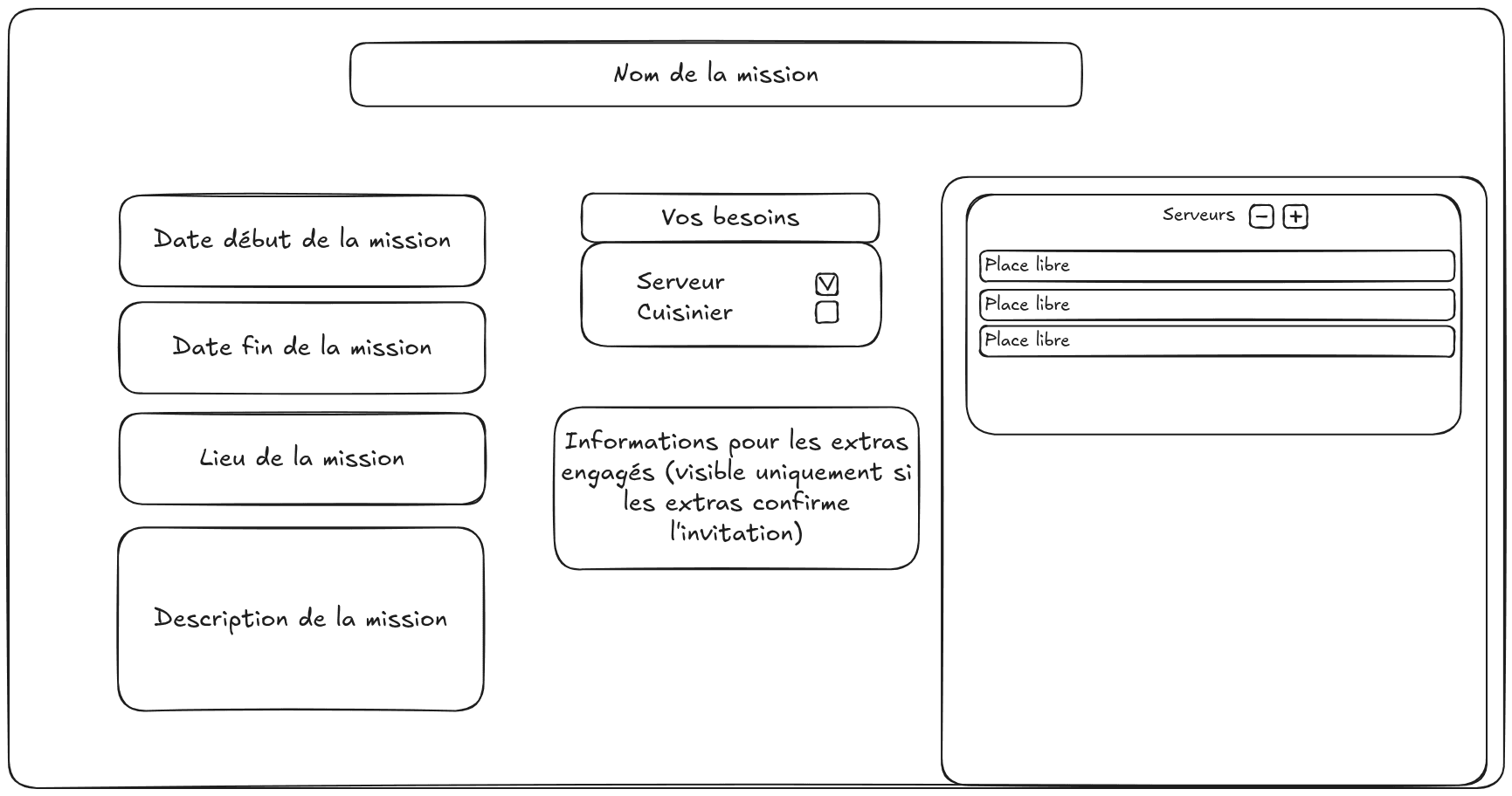 Mockup page de création de mission Cet Extra